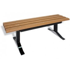 8 Foot Slat Bench 2x 4 Inch Planks Inground Redwood Stain