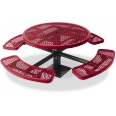 3 Seat 46 Inch Single Pedestal. ADA Octagon Table Inground Perforated