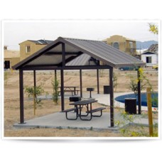 Gabled Shelter Steel 24 ga T and G Deck with Fiberglass Shingle 16x24