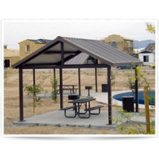 Gabled Shelter Steel Frame 24 gauge T and G Decking no Shingles 20x24