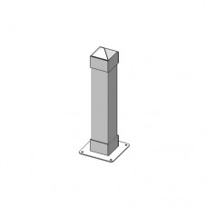6 Sq Dover Bollard 3 Foot Surface Mount Powder Coated