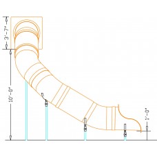 24 Inch Diameter 10 foot deck Tube Slide Curved Left or Right