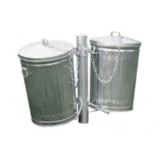 DOUBLE SIDED TRASH CAN HOLDER galvanized
