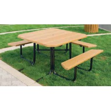 3 Seat 48 Inch Square ADA Table Cedar Recycled Plastic