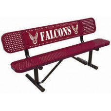 6 foot Personalized Standard Perforated Bench with Back