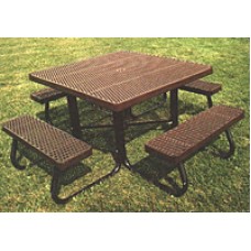 4SJGRP Square Picnic Table Recycled Plastic Planking Galvanized Frame