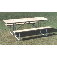 6CJCW 6 foot SYP Picnic Table Wood Plank Powder Coated Frame