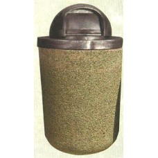 CTCR30MD Concrete Trash Container 24x43 Brown Plastic Dome Lid