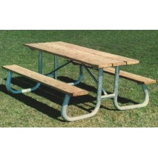 8J2GWHC 8 foot SYP Wood Plank Picnic Table ADA Galvanized Frame