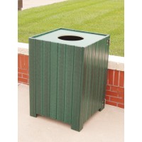 JPSLR32 Square Recycled Plank Receptacle 32 Gallon