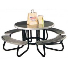 RTRGFVPS 48 inch Round Fiberglass Picnic Table Galvanized Frame